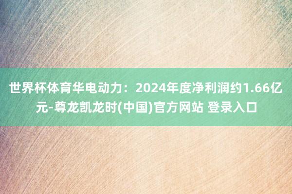 世界杯体育华电动力：2024年度净利润约1.66亿元-尊龙凯龙时(中国)官方网站 登录入口