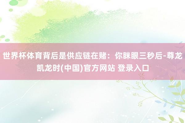 世界杯体育背后是供应链在赌：你眯眼三秒后-尊龙凯龙时(中国)官方网站 登录入口