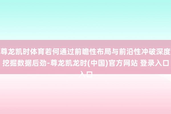 尊龙凯时体育若何通过前瞻性布局与前沿性冲破深度挖掘数据后劲-尊龙凯龙时(中国)官方网站 登录入口