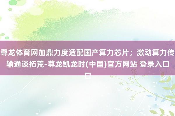 尊龙体育网加鼎力度适配国产算力芯片；激动算力传输通谈拓荒-尊龙凯龙时(中国)官方网站 登录入口