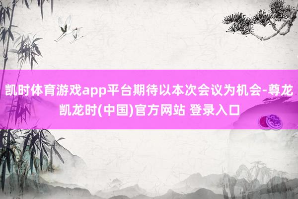 凯时体育游戏app平台期待以本次会议为机会-尊龙凯龙时(中国)官方网站 登录入口