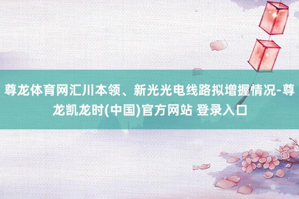 尊龙体育网汇川本领、新光光电线路拟增握情况-尊龙凯龙时(中国)官方网站 登录入口