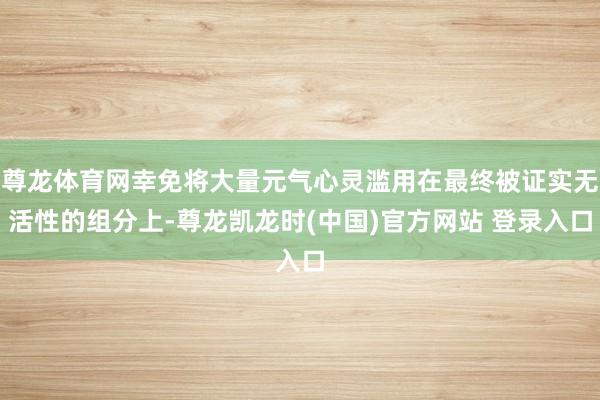 尊龙体育网幸免将大量元气心灵滥用在最终被证实无活性的组分上-尊龙凯龙时(中国)官方网站 登录入口